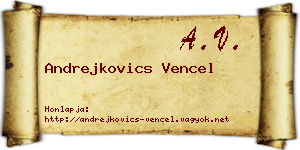 Andrejkovics Vencel névjegykártya
